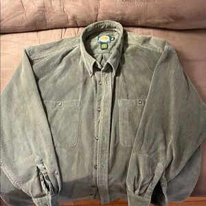 Green Corduroy Men's long sleeved shirt